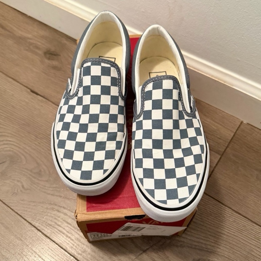 Vans Classic Slip-On Checkerboard Sneakers - Blue/White